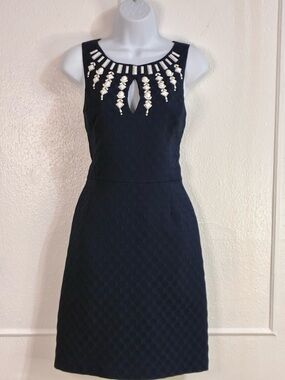 Laundry by Shelli Segal navy mini dress w/ studded neckline